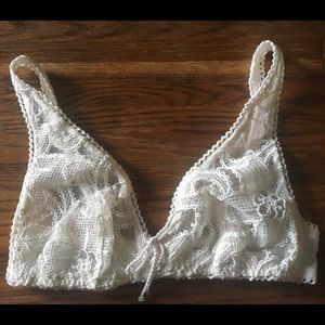 NWT VS XS White Crochet Sheer Bra